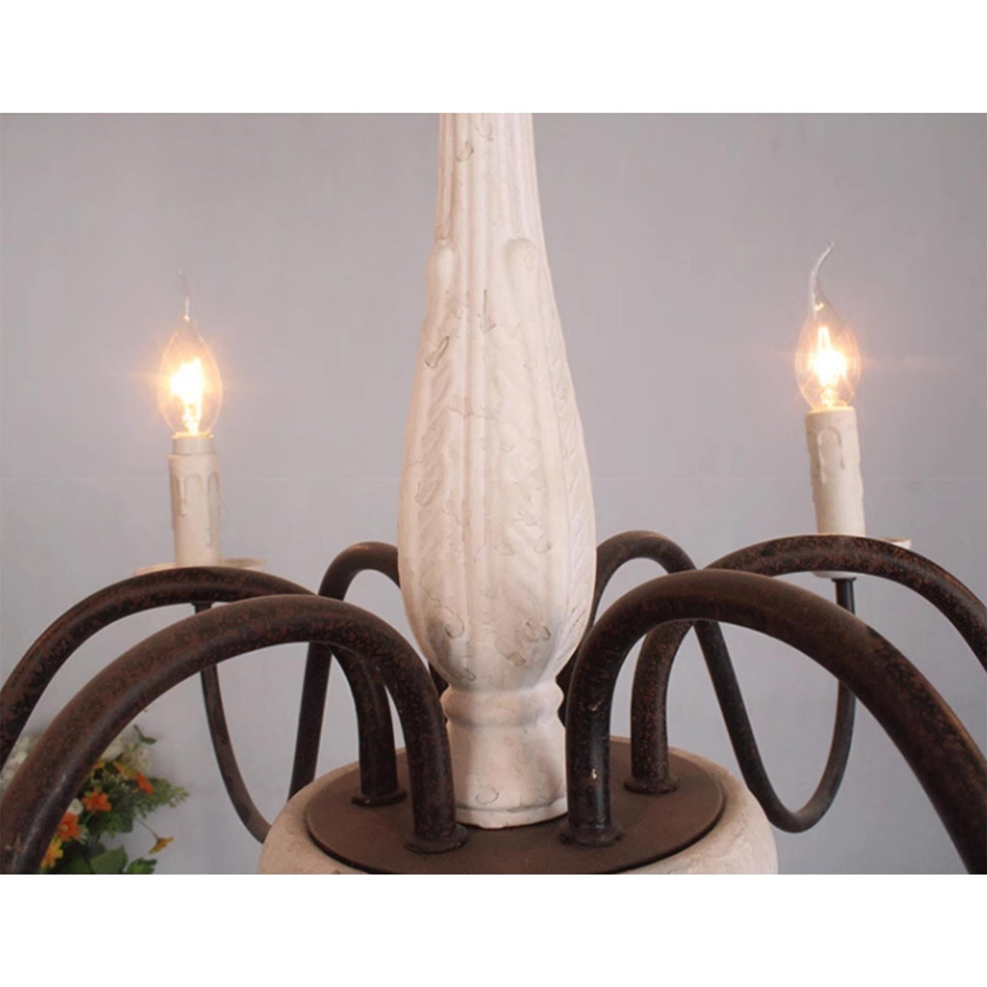 Ljomuvyi Traditional Farmhouse Metal Wood Chandelier - Lamp Copper