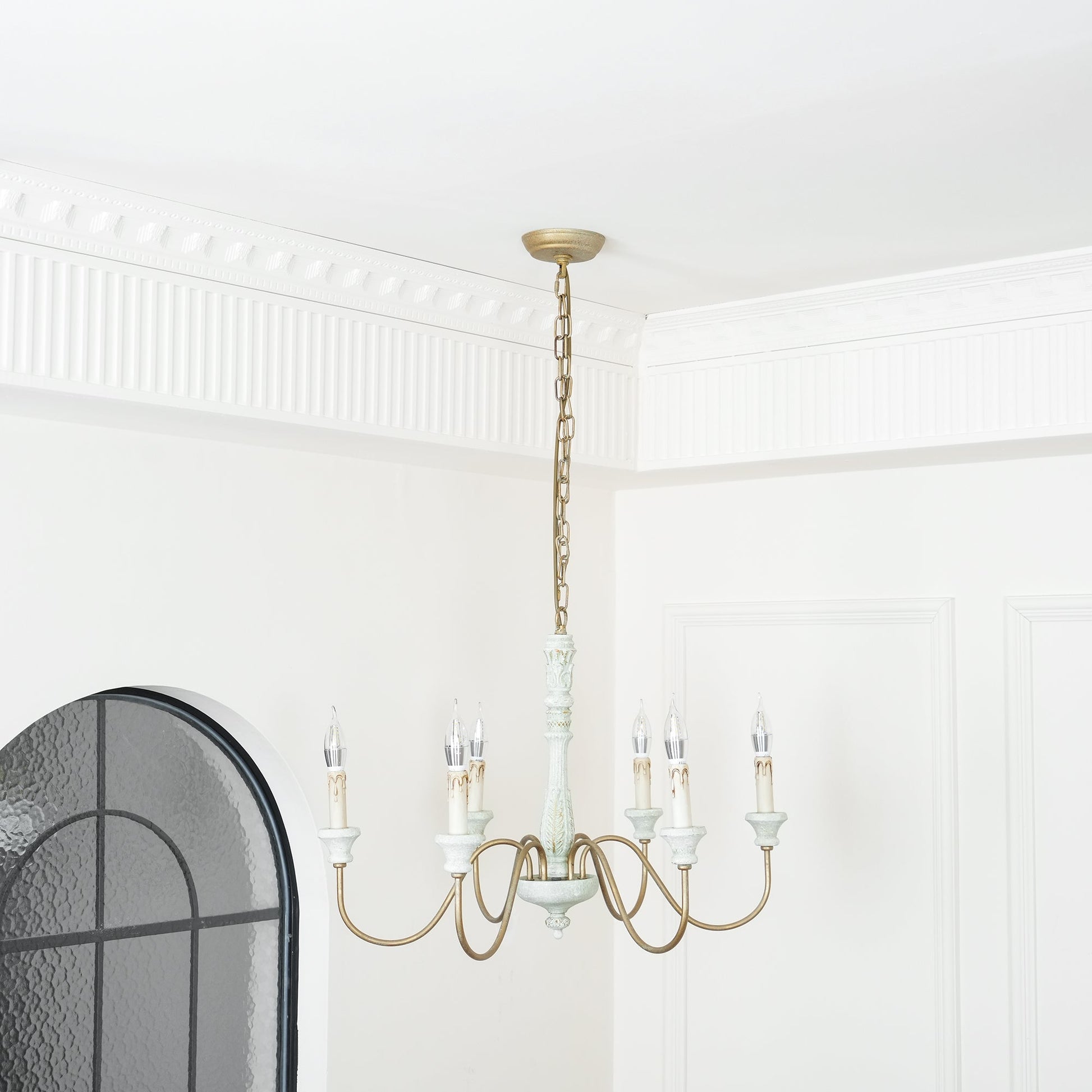 Ljomuvyi Traditional Farmhouse Metal Wood Chandelier - Lamp Copper
