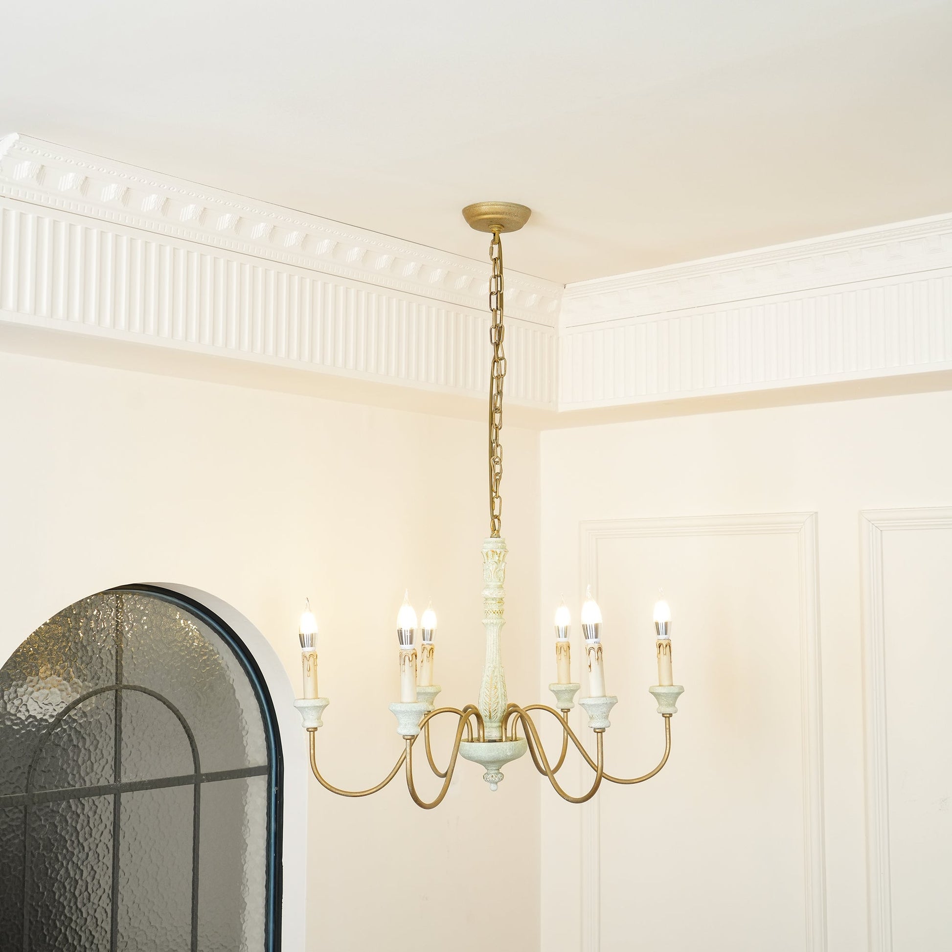Ljomuvyi Traditional Farmhouse Metal Wood Chandelier - Lamp Copper