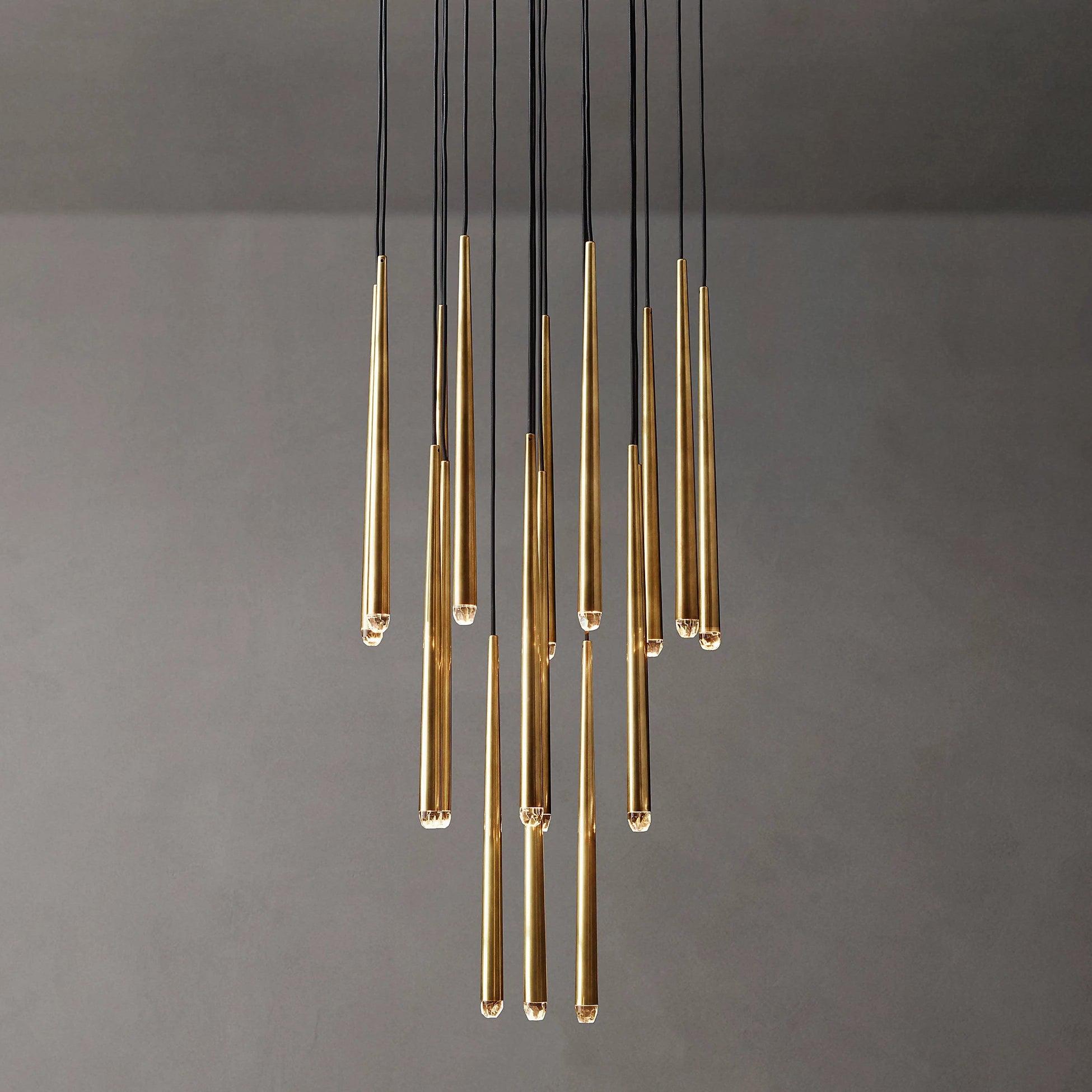 Chandelier Crystal Shade Brass Blackened Silver Luxe Staircase - Lamp Copper