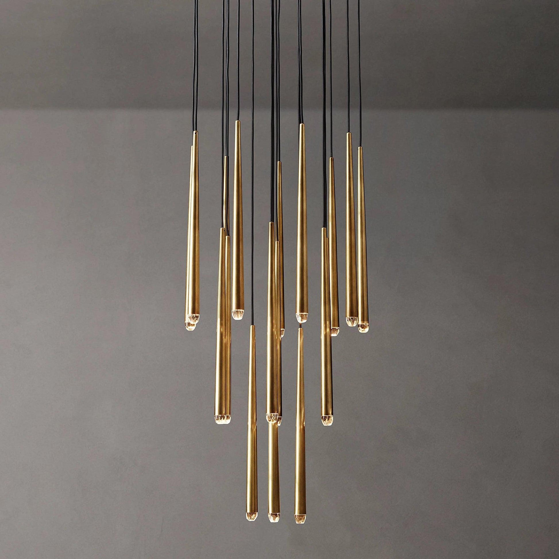 Chandelier Crystal Shade Brass Blackened Silver Luxe Staircase - Lamp Copper