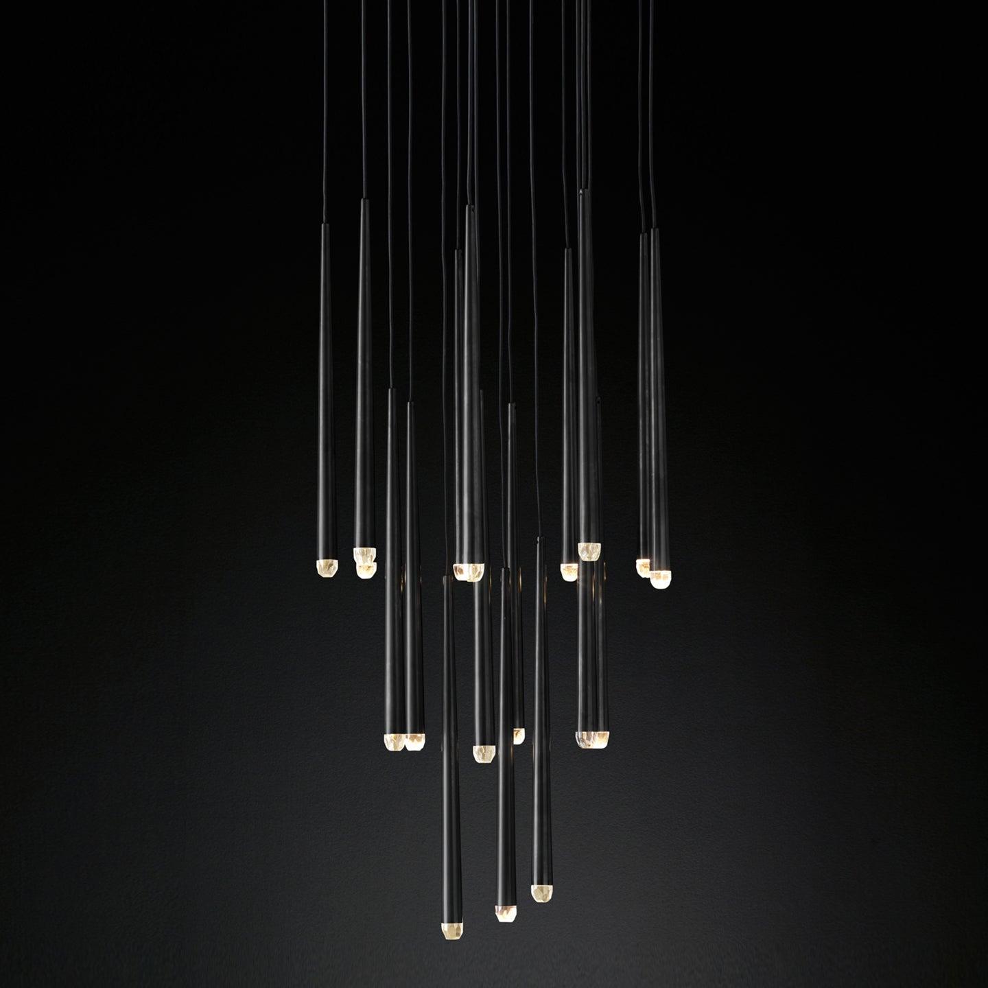 Chandelier Crystal Shade Brass Blackened Silver Luxe Staircase - Lamp Copper