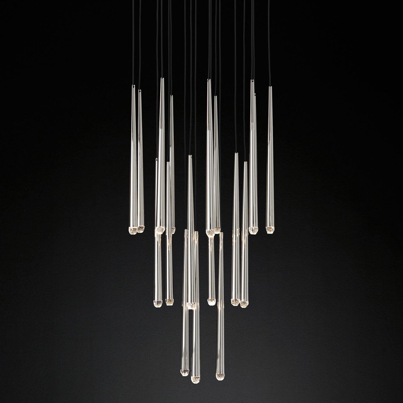 Chandelier Crystal Shade Brass Blackened Silver Luxe Staircase - Lamp Copper