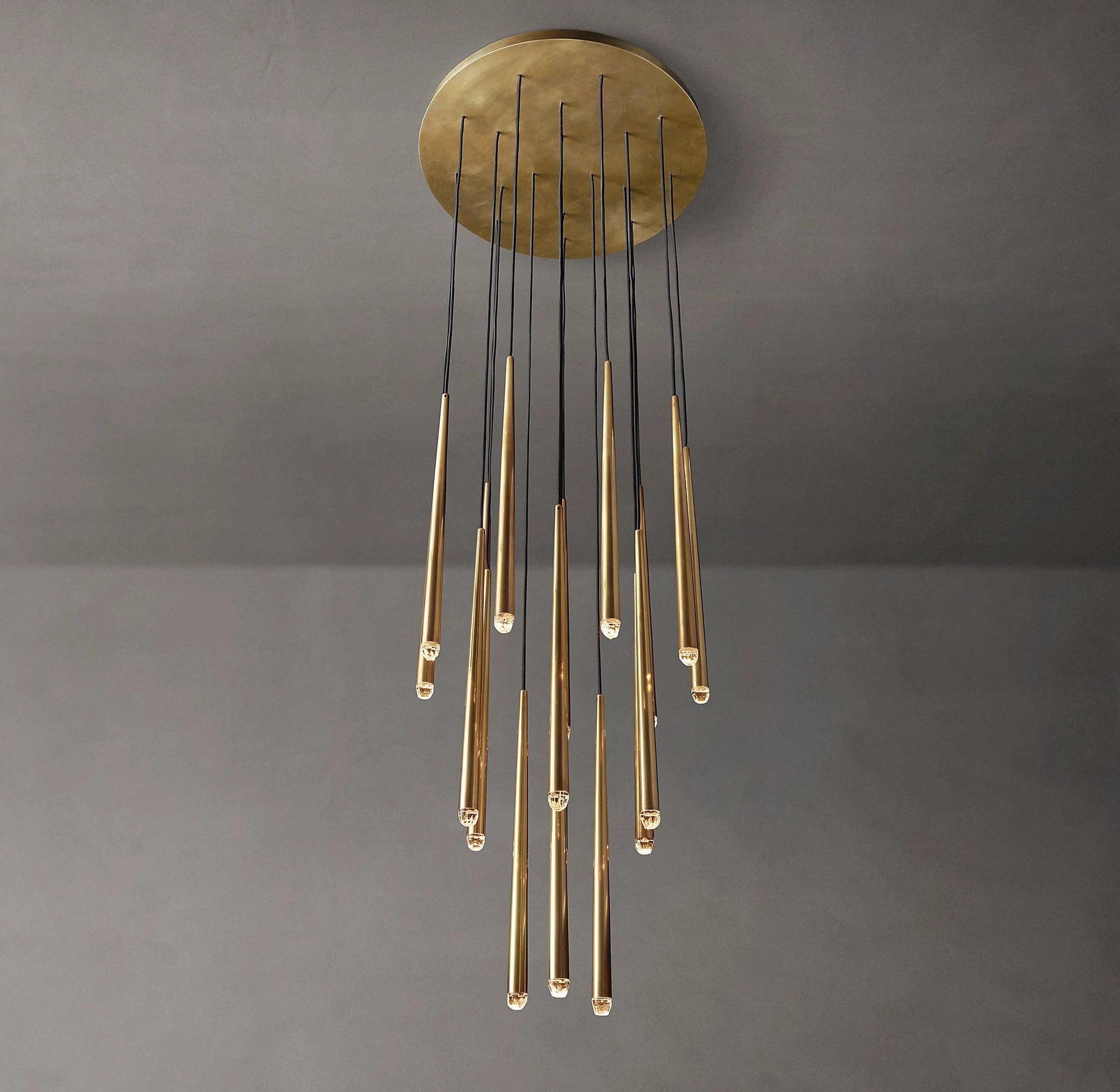 Chandelier Crystal Shade Brass Blackened Silver Luxe Staircase - Lamp Copper