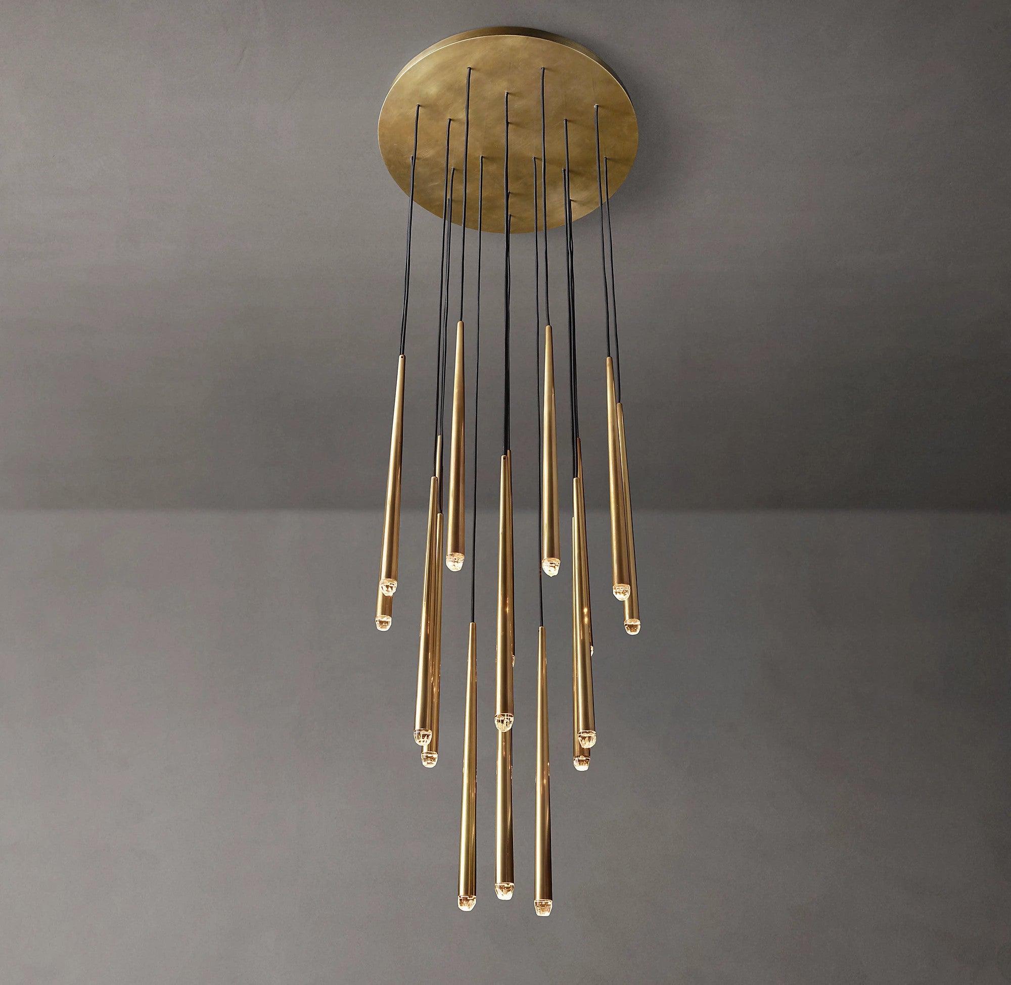 Chandelier Crystal Shade Brass Blackened Silver Luxe Staircase - Lamp Copper