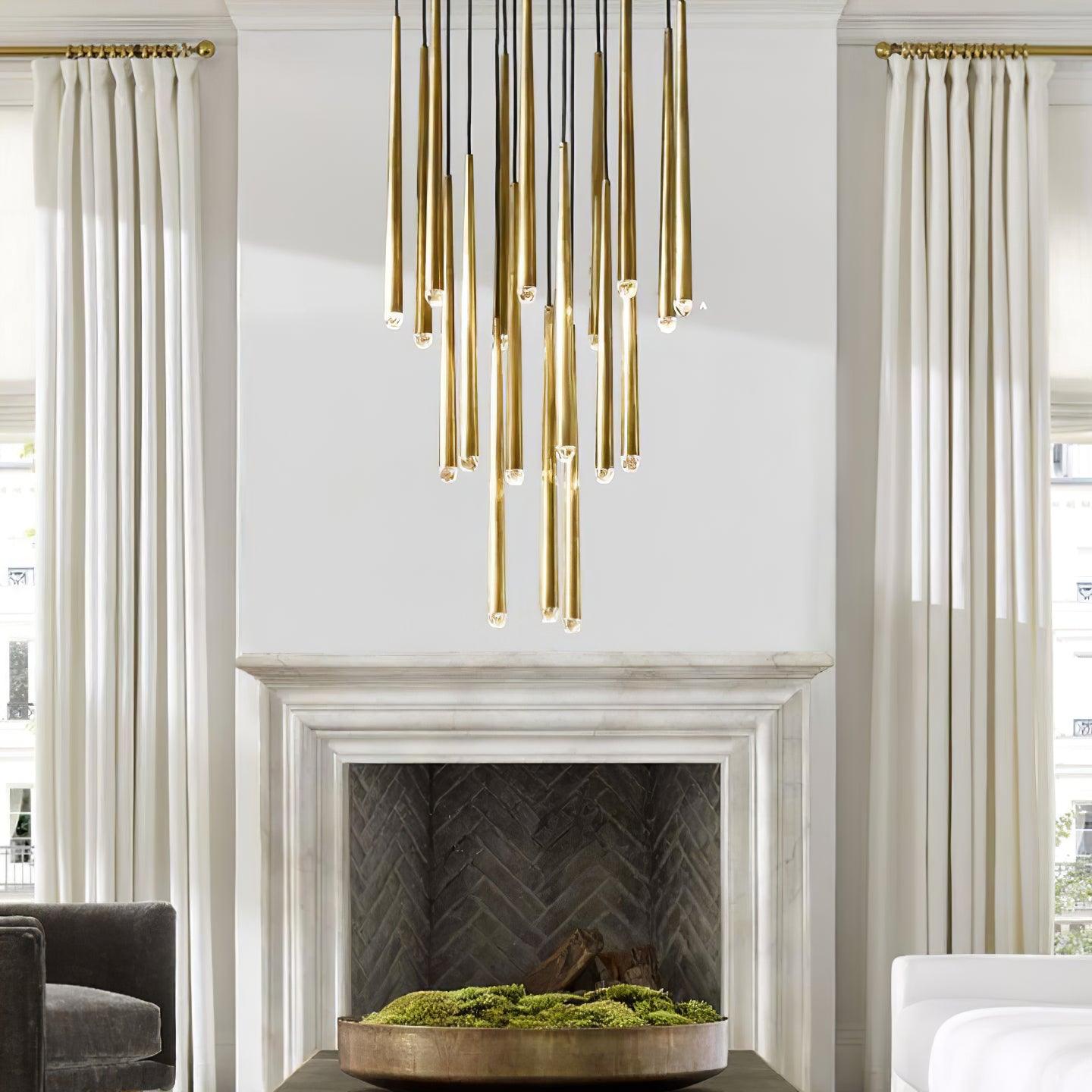 Chandelier Crystal Shade Brass Blackened Silver Luxe Staircase - Lamp Copper
