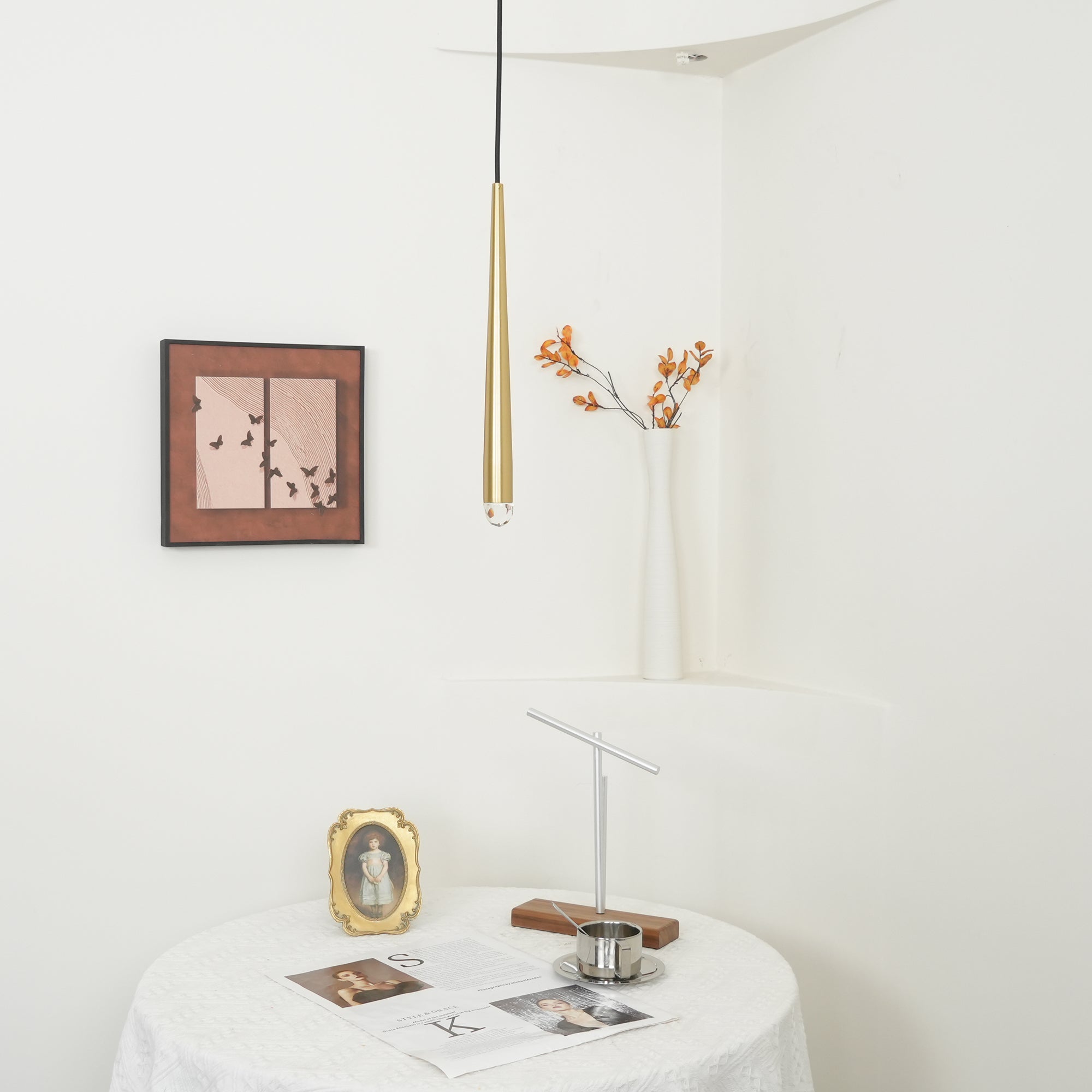 Chandelier Crystal Shade Brass Blackened Silver Luxe Staircase - Lamp Copper