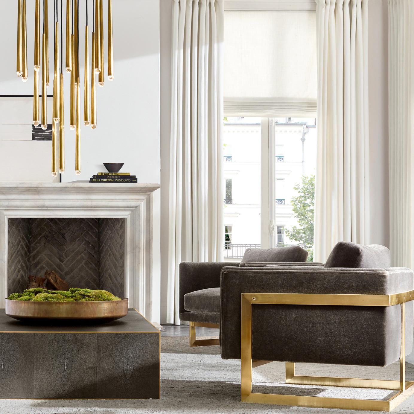 Chandelier Crystal Shade Brass Blackened Silver Luxe Staircase - Lamp Copper