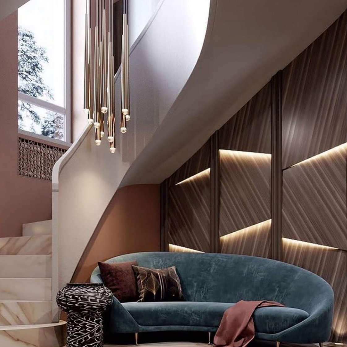 Chandelier Crystal Shade Brass Blackened Silver Luxe Staircase - Lamp Copper