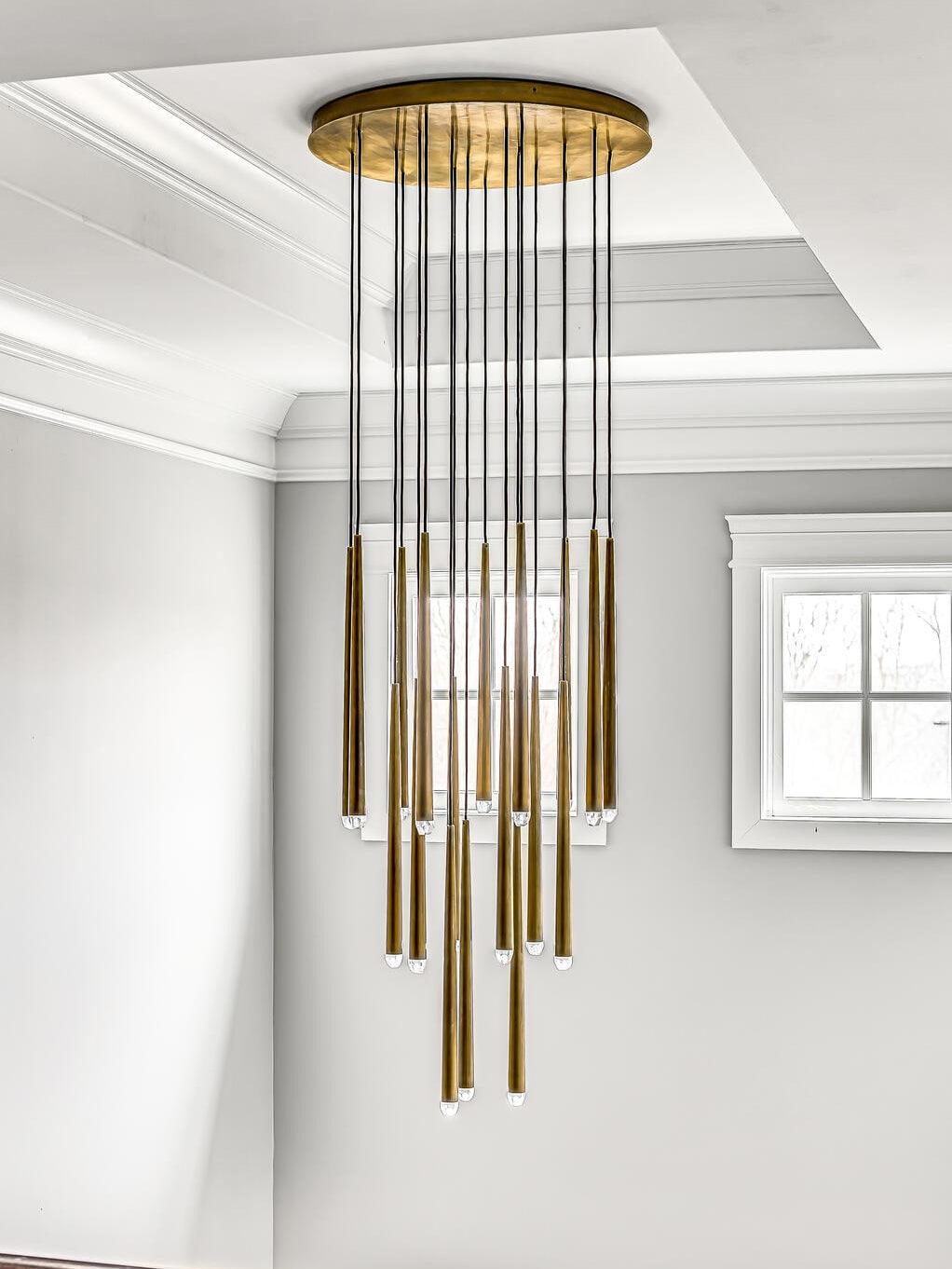 Chandelier Crystal Shade Brass Blackened Silver Luxe Staircase - Lamp Copper