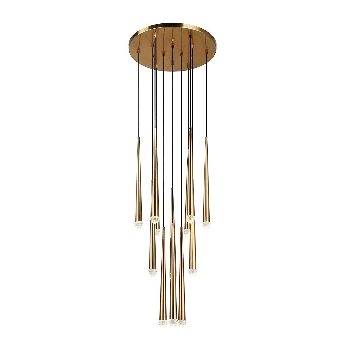 Chandelier Crystal Shade Brass Blackened Silver Luxe Staircase - Lamp Copper
