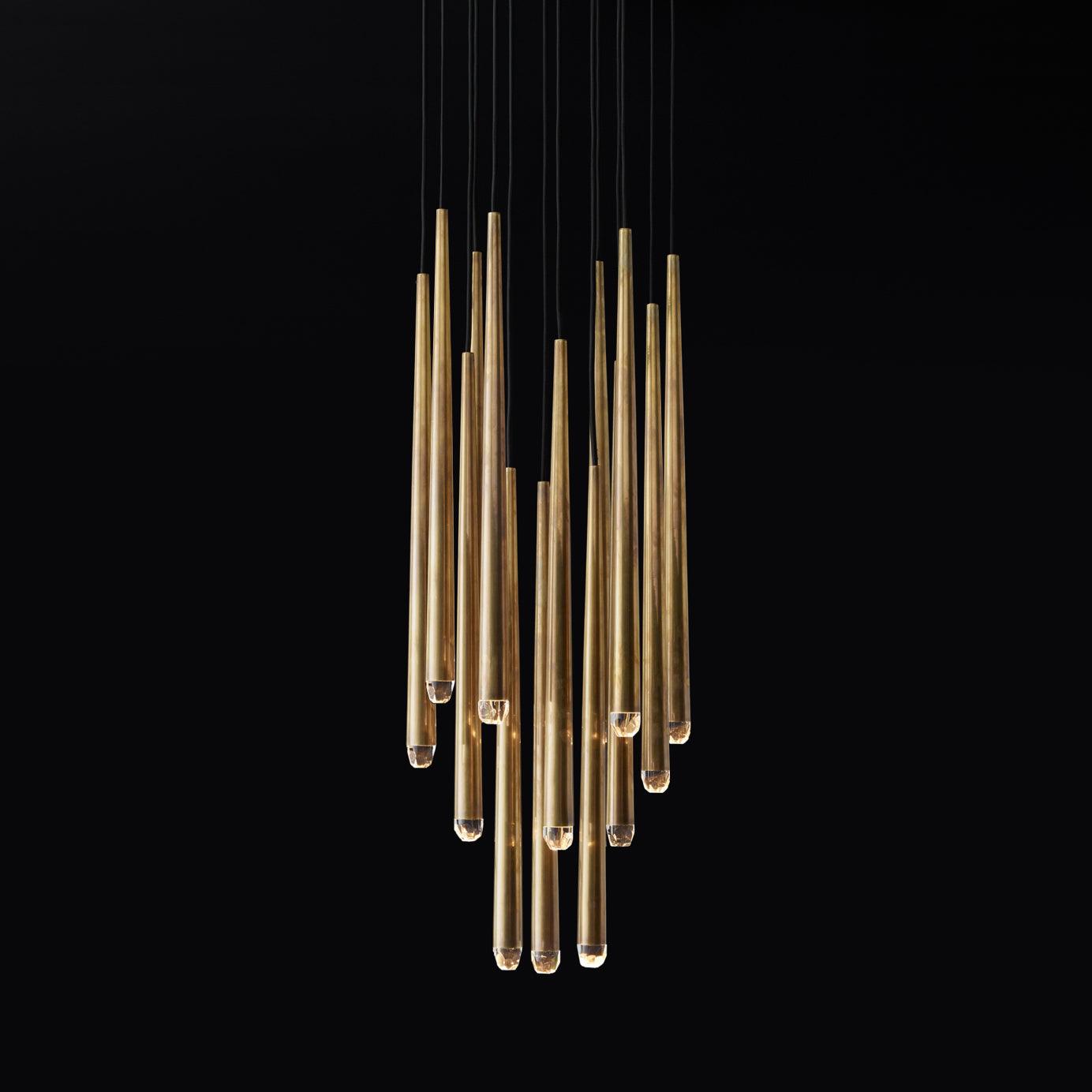 Chandelier Crystal Shade Brass Blackened Silver Luxe Staircase - Lamp Copper