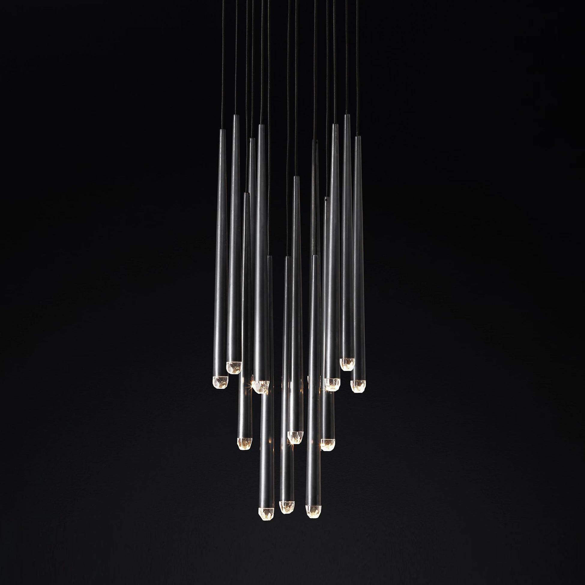 Chandelier Crystal Shade Brass Blackened Silver Luxe Staircase - Lamp Copper