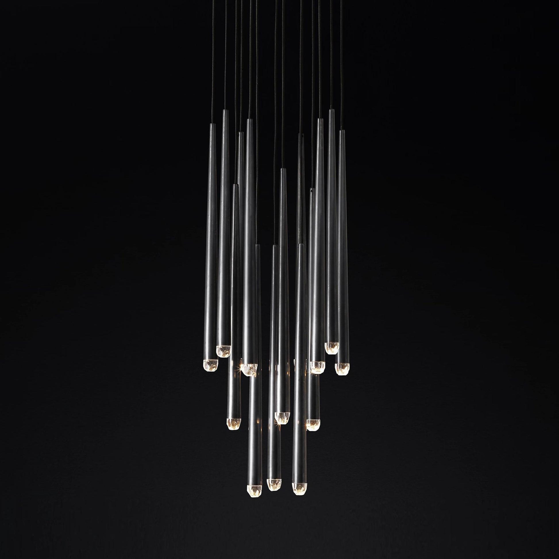 Chandelier Crystal Shade Brass Blackened Silver Luxe Staircase - Lamp Copper