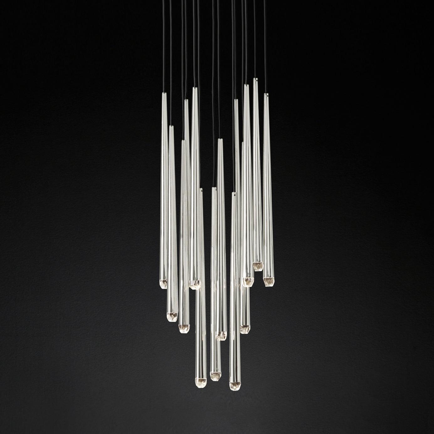 Chandelier Crystal Shade Brass Blackened Silver Luxe Staircase - Lamp Copper