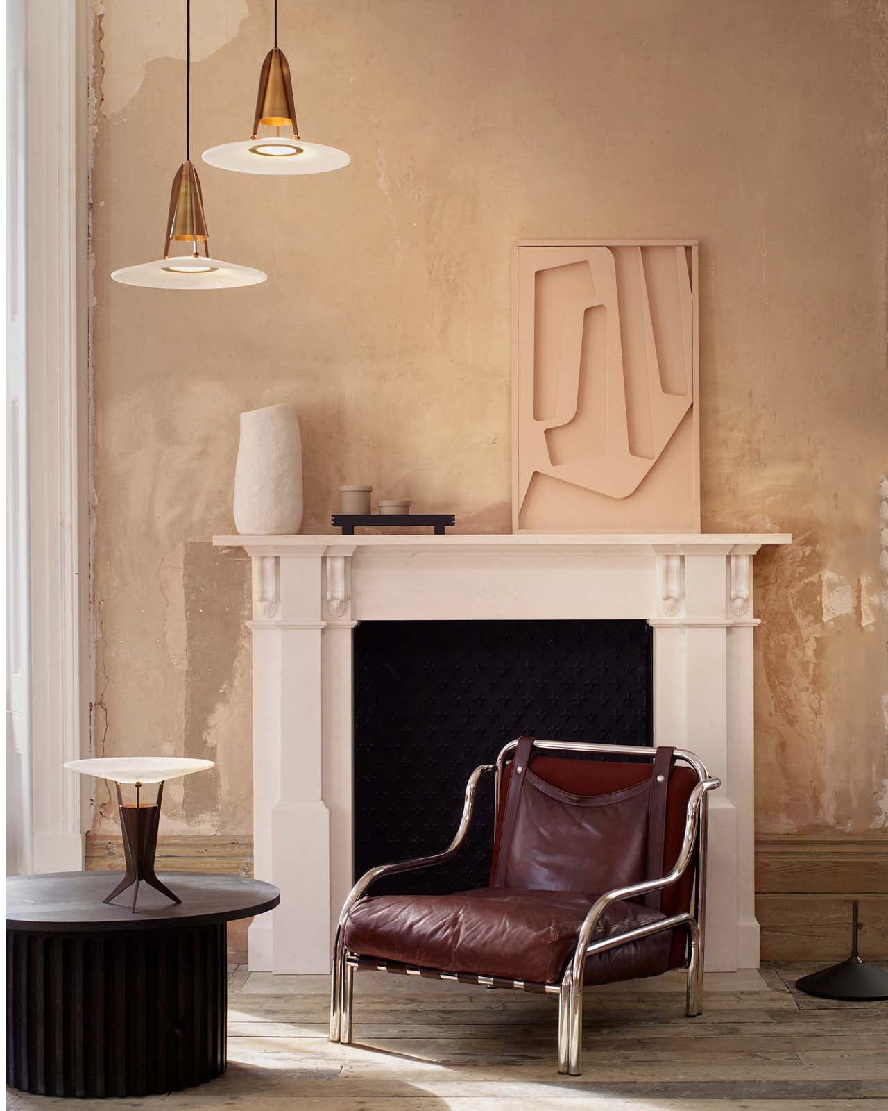 Aragon Pendant Light Alabaster Fusion - Lamp Copper