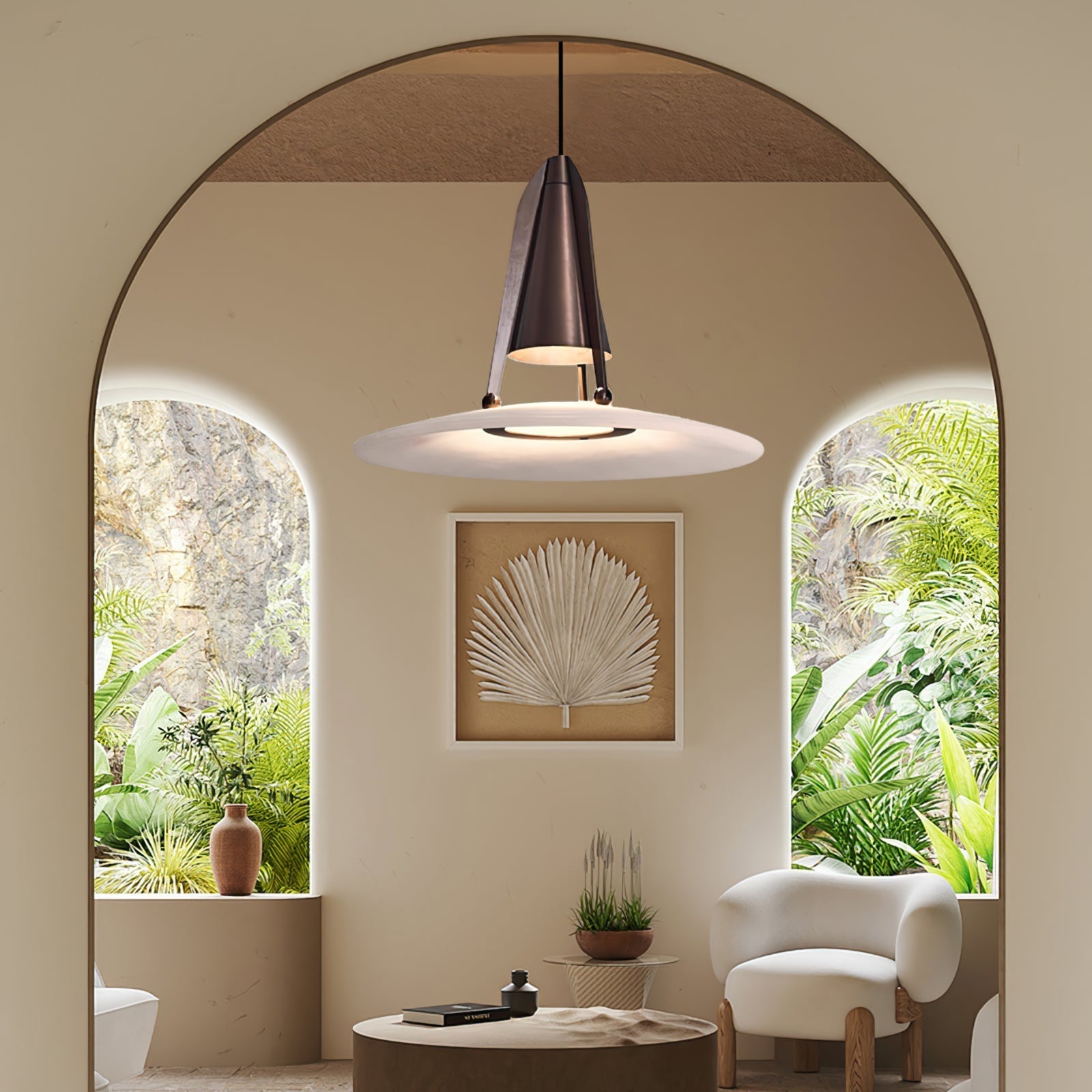 Aragon Pendant Light Alabaster Fusion - Lamp Copper