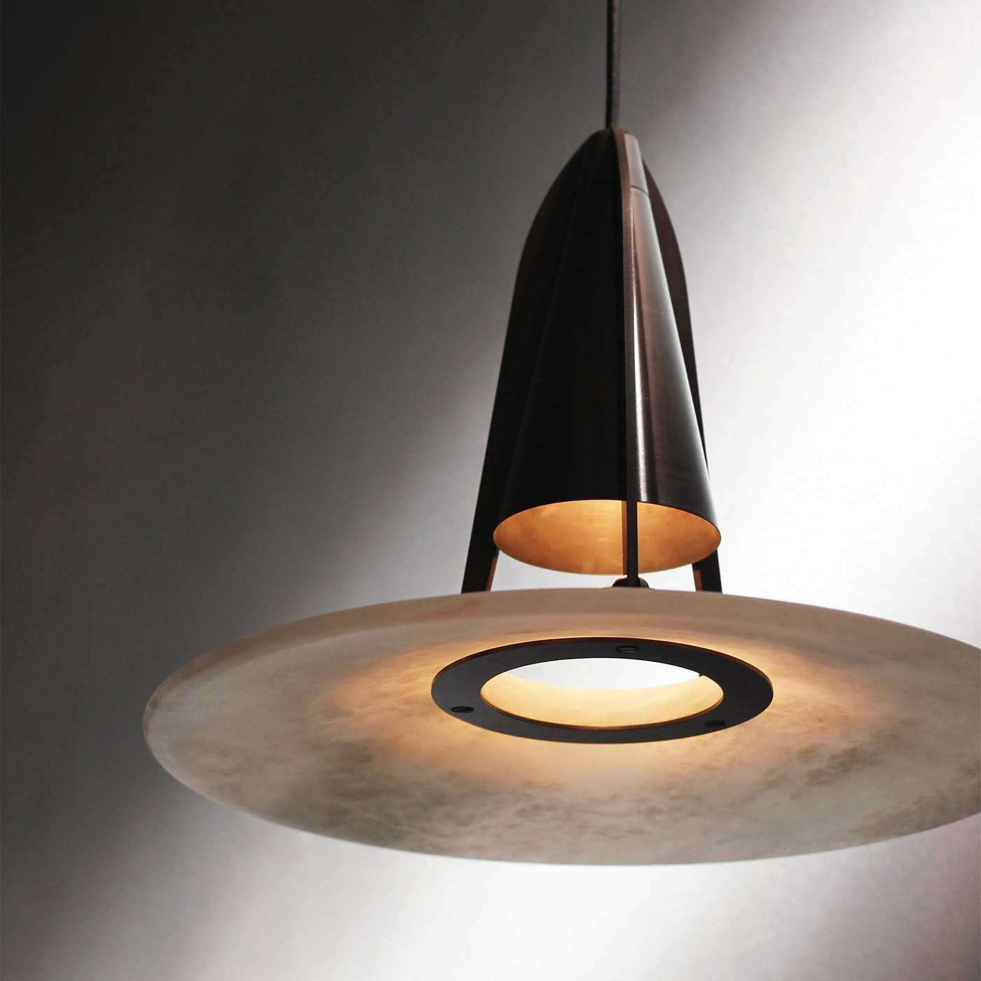 Aragon Pendant Light Alabaster Fusion - Lamp Copper