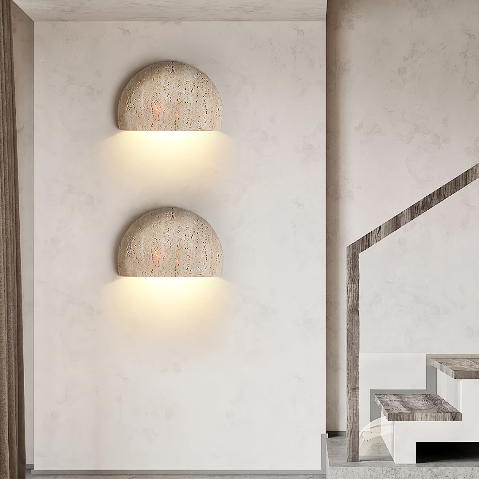 Armarel Half Moon Travertine Wall Light - Lamp Copper