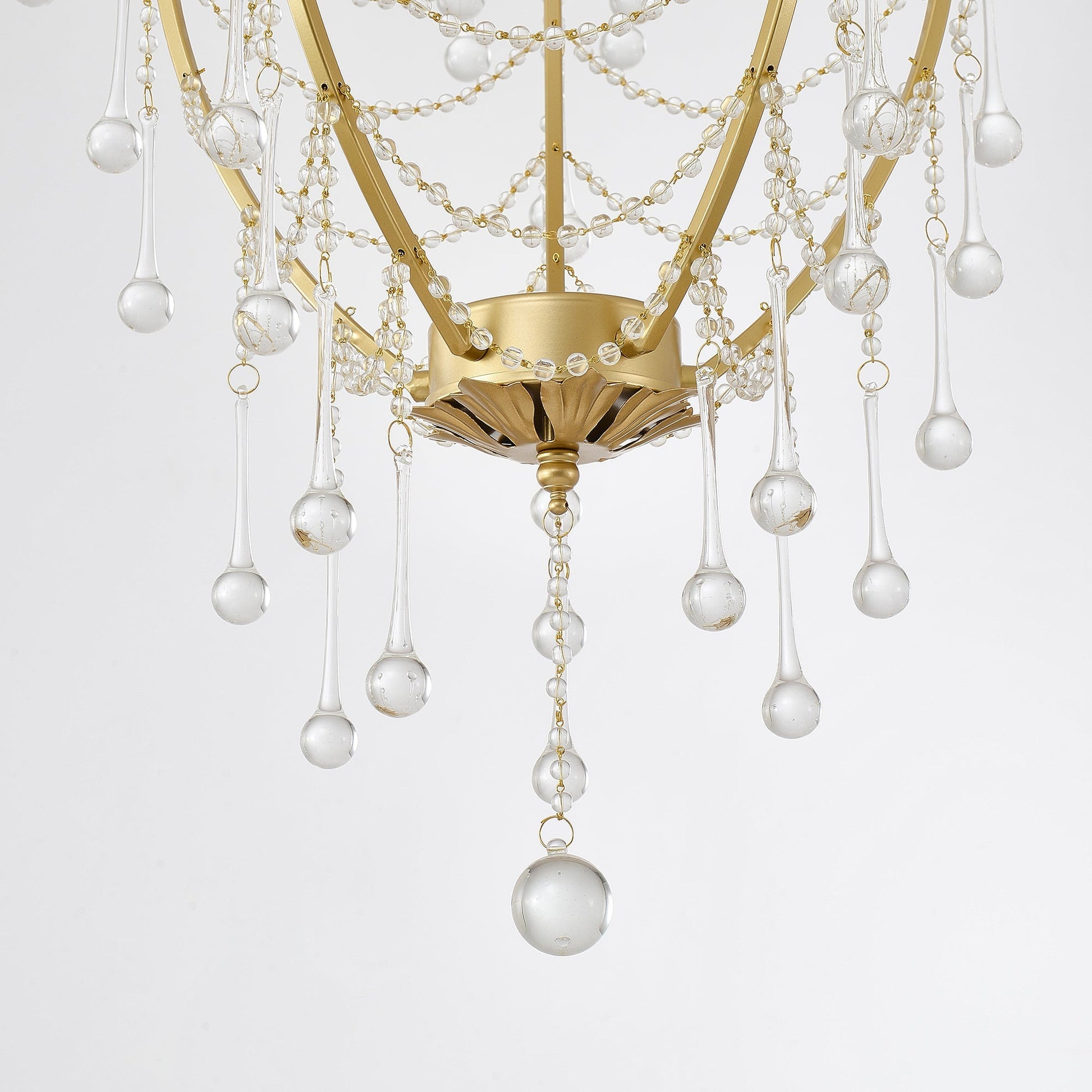 Qvistuvyo Individual Creativity Metal Glass Chandelier - Lamp Copper