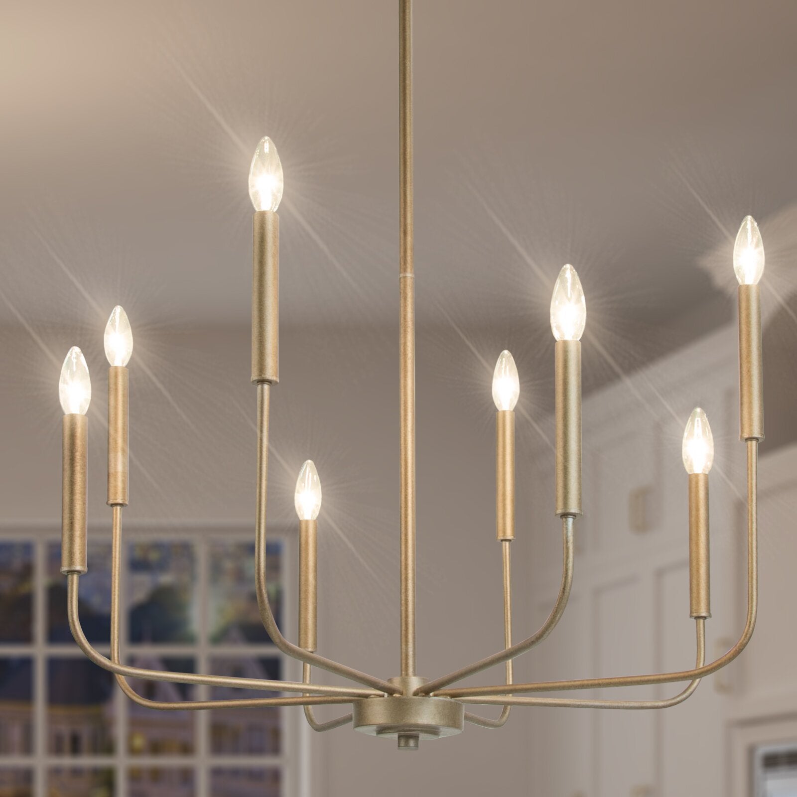 Ulfuvys Modern Candle Industrial Metal Chandelier - Lamp Copper