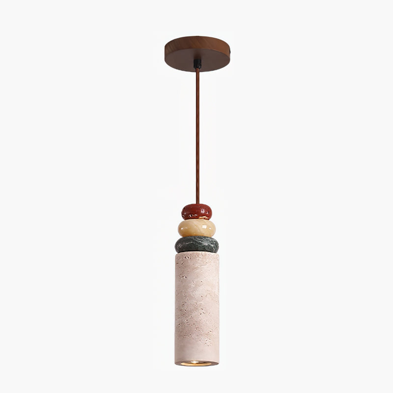 Tinon Pendant Lamp Yellow travertine Marble - Lamp Copper