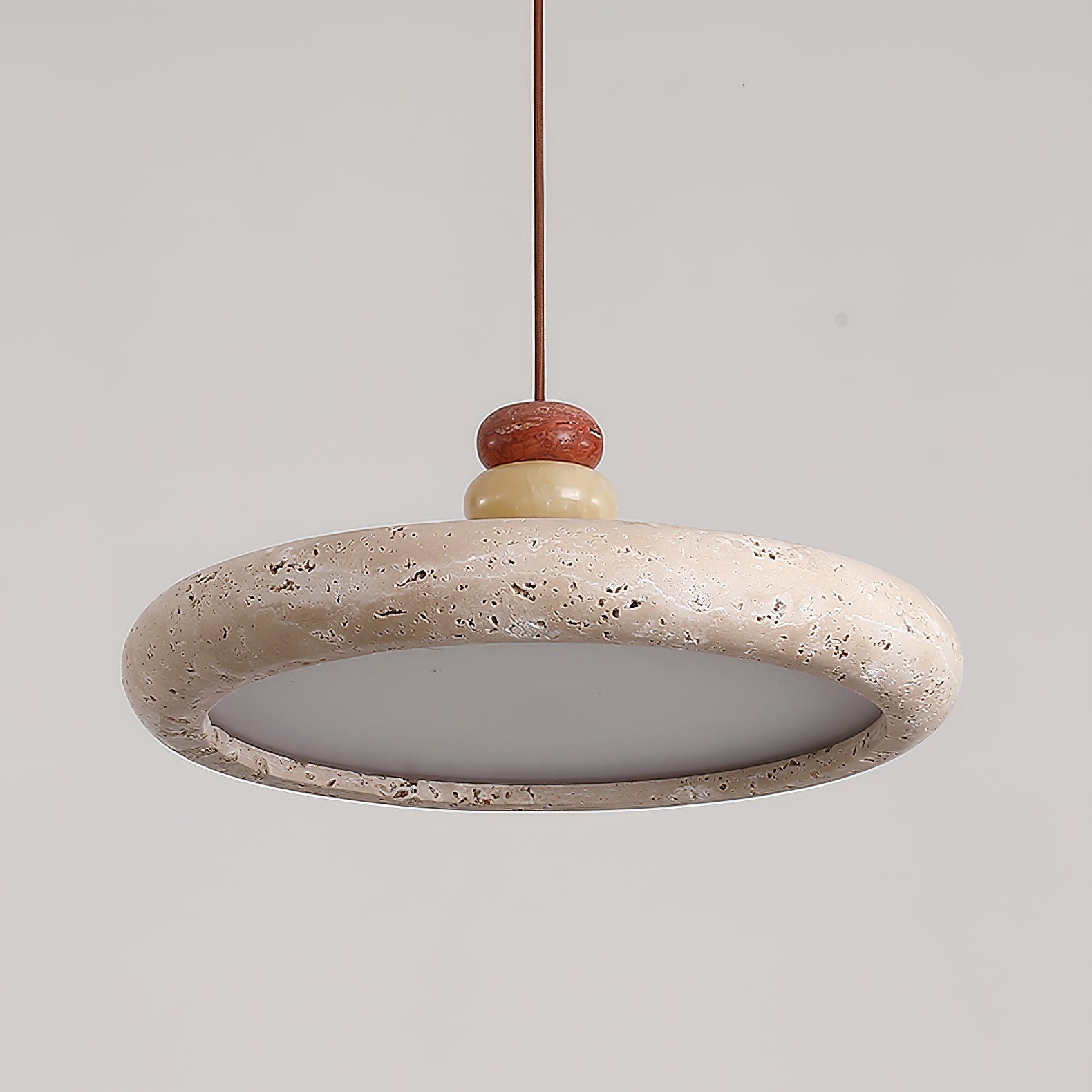 Tinon Pendant Lamp Yellow travertine Marble - Lamp Copper
