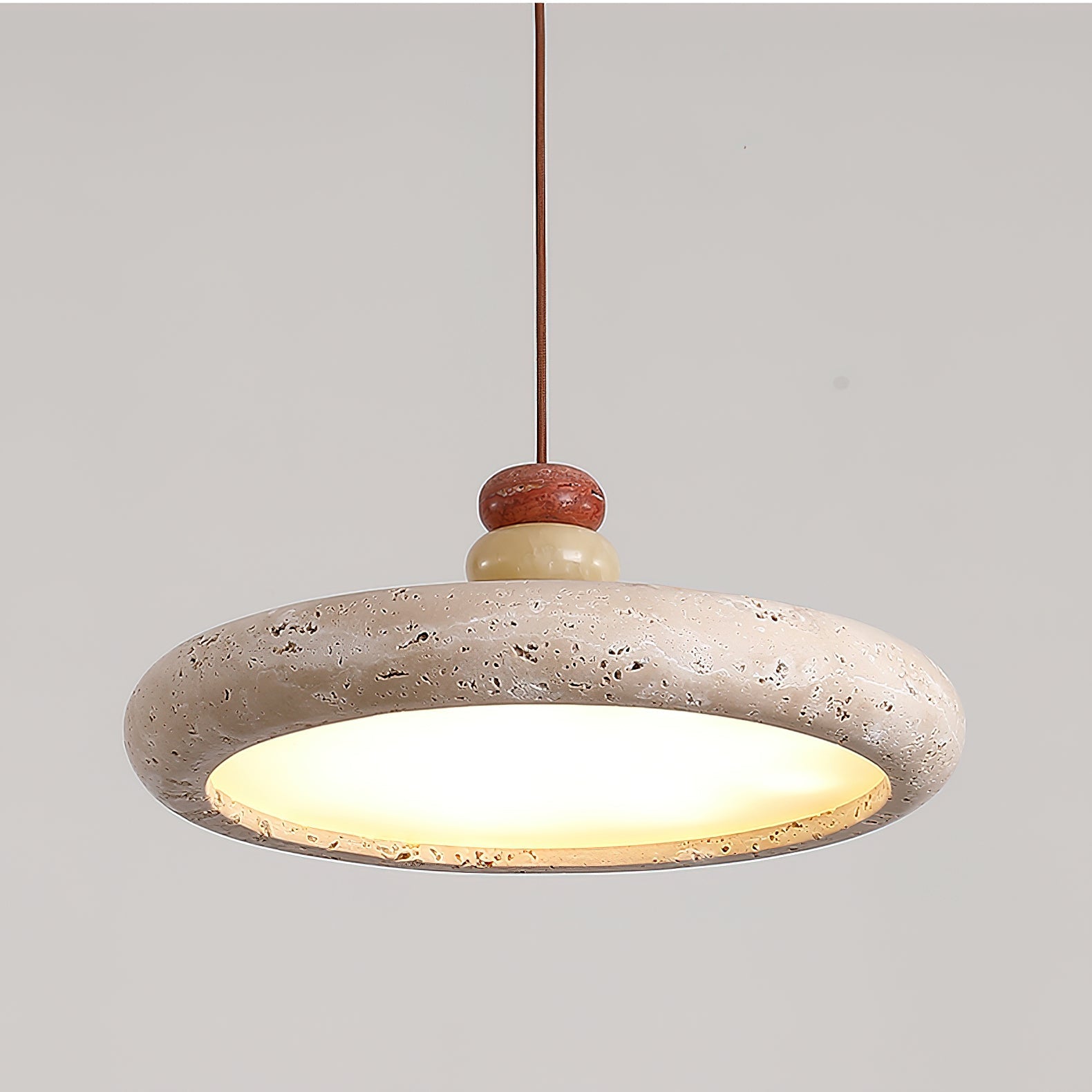 Tinon Pendant Lamp Yellow travertine Marble - Lamp Copper