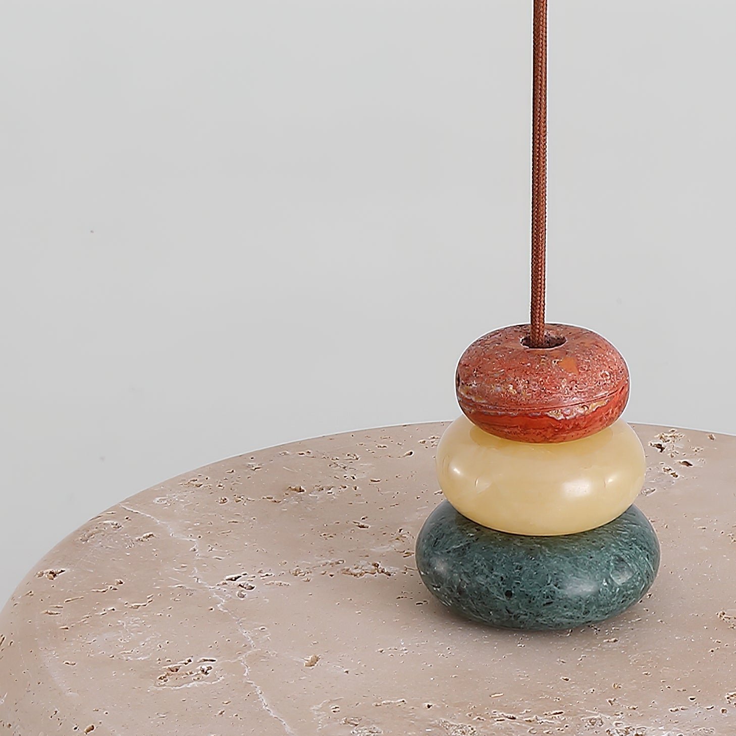 Tinon Pendant Lamp Yellow travertine Marble - Lamp Copper