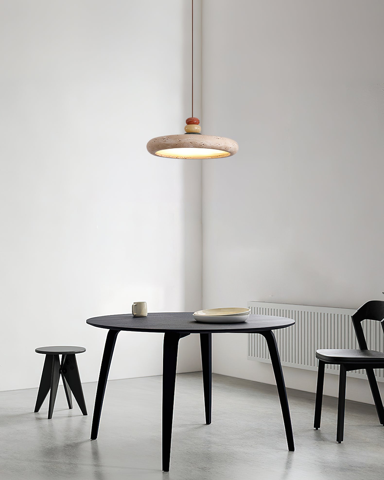 Tinon Pendant Lamp Yellow travertine Marble - Lamp Copper