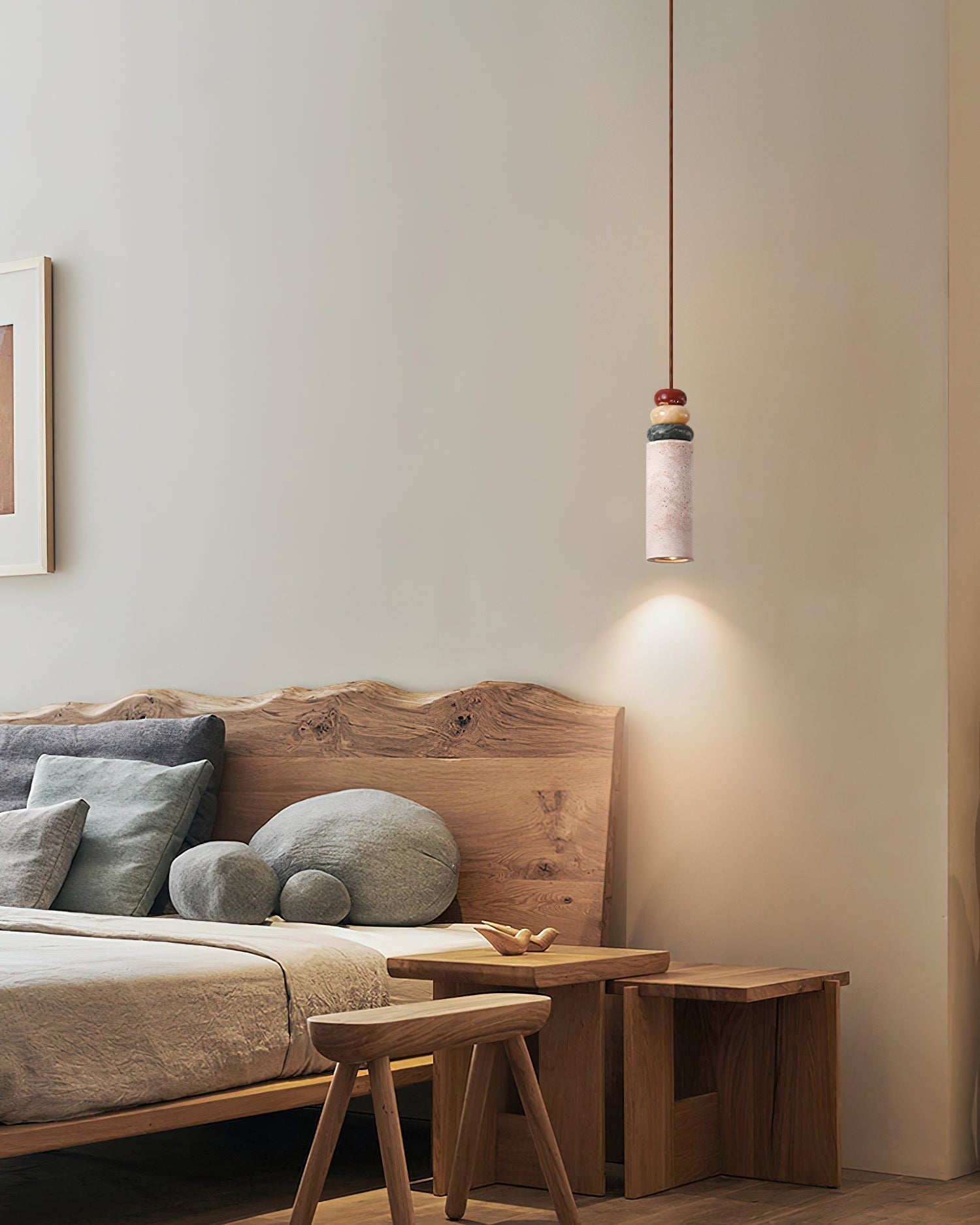 Tinon Pendant Lamp Yellow travertine Marble - Lamp Copper