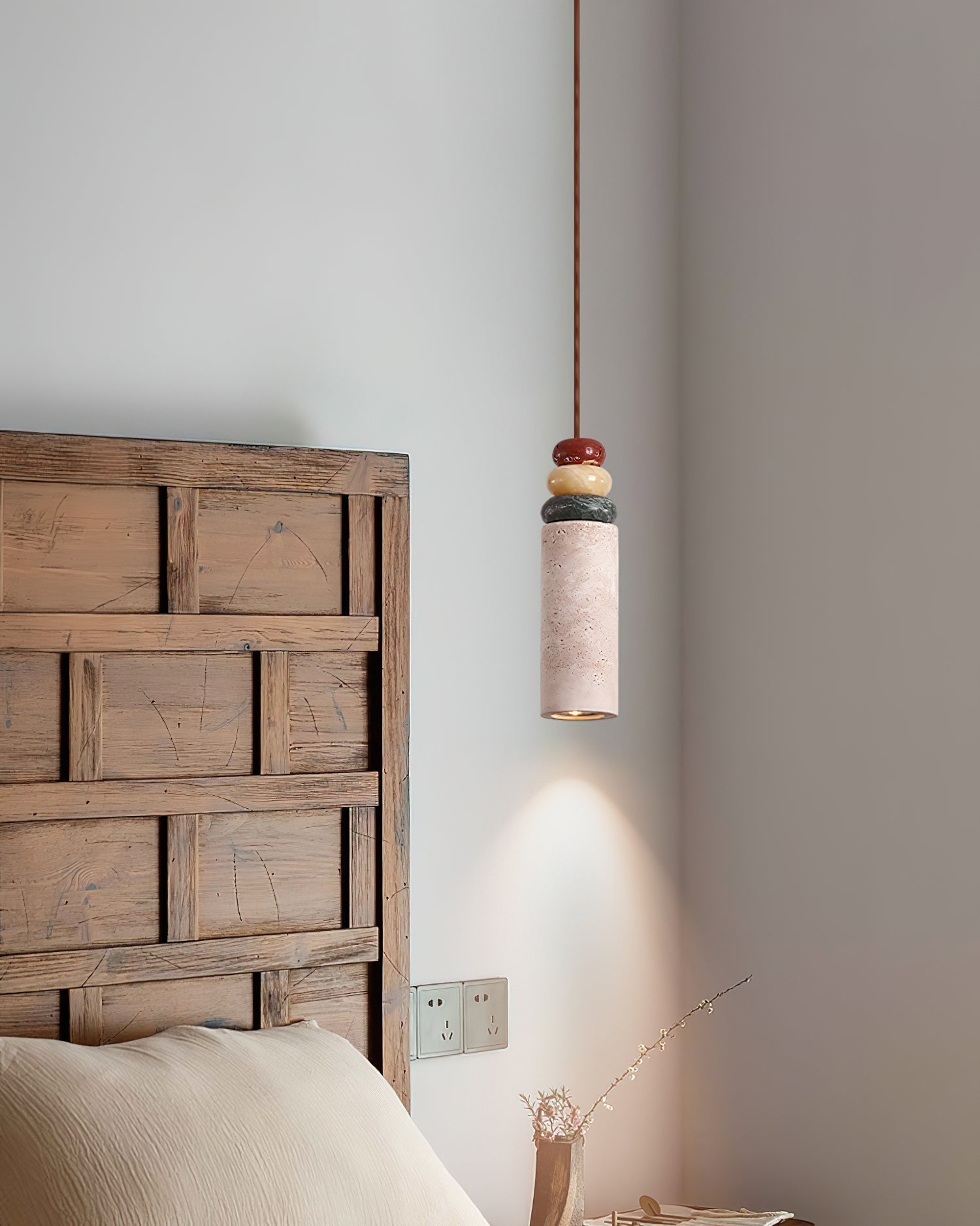 Tinon Pendant Lamp Yellow travertine Marble - Lamp Copper