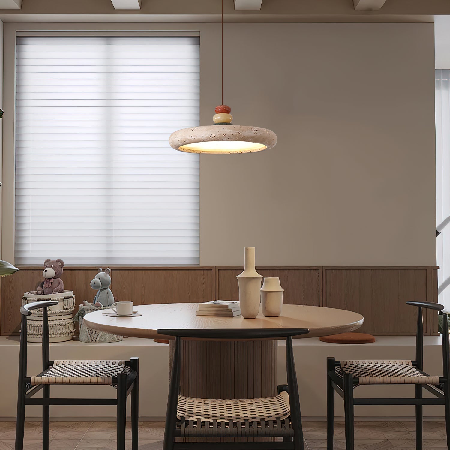 Tinon Pendant Lamp Yellow travertine Marble - Lamp Copper