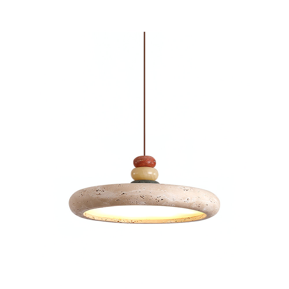 Tinon Pendant Lamp Yellow travertine Marble - Lamp Copper