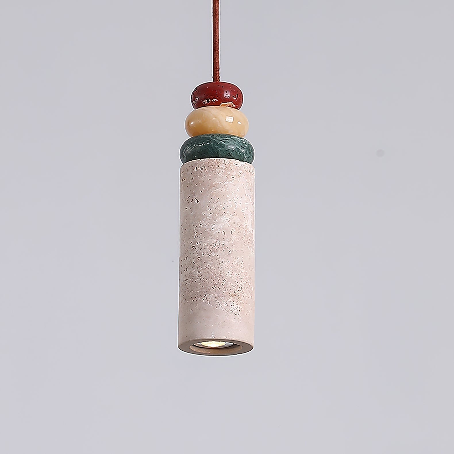 Tinon Pendant Lamp Yellow travertine Marble - Lamp Copper