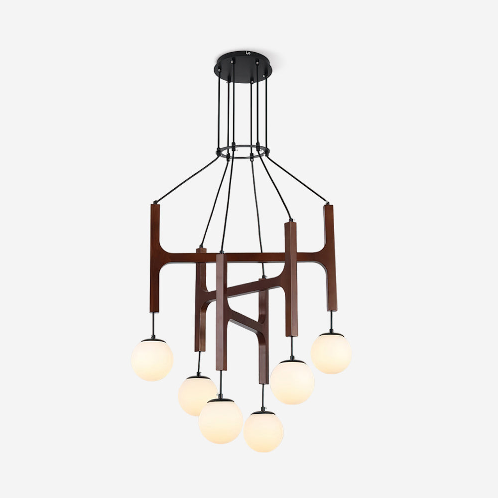Terra Chandelier Geometric Wood - Lamp Copper
