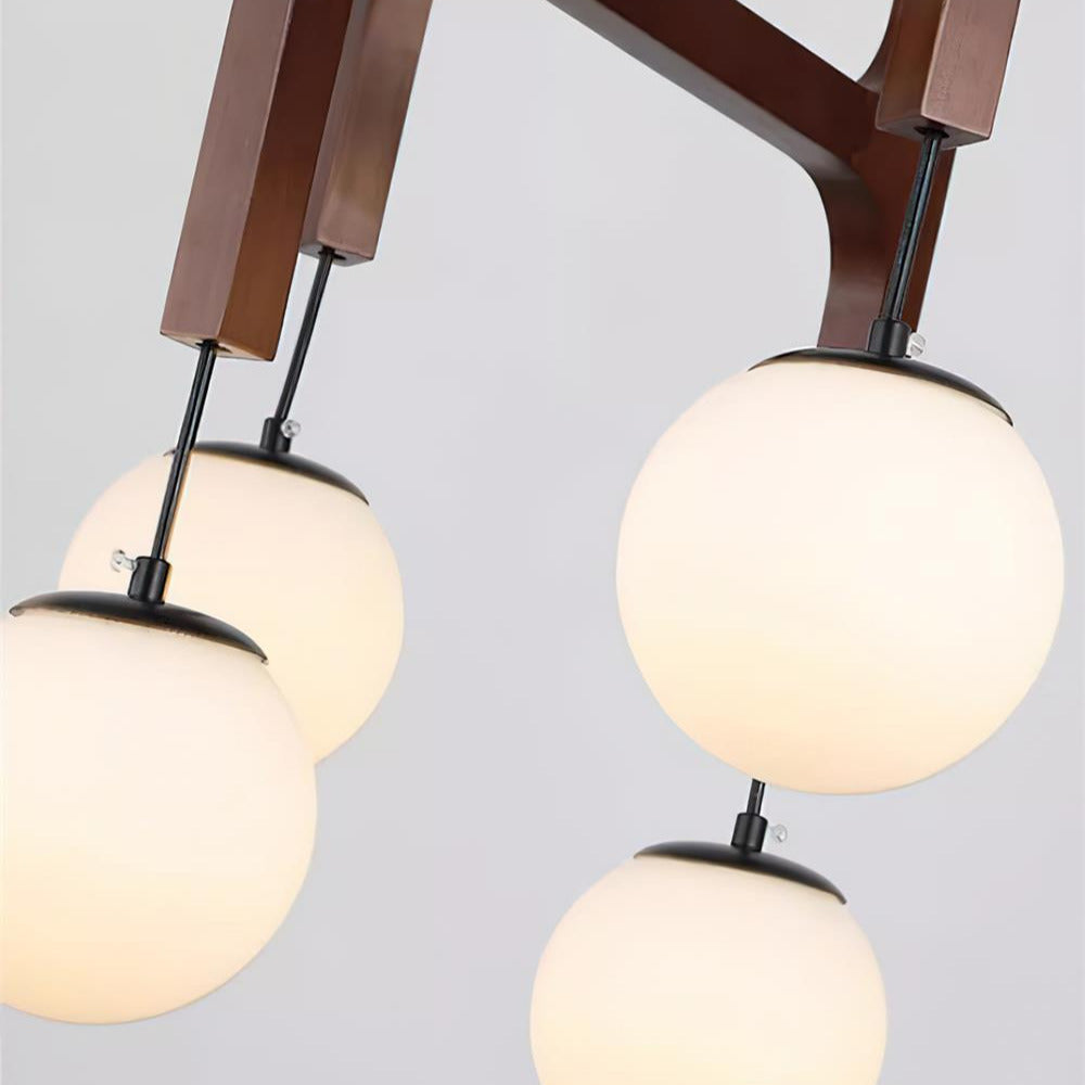 Terra Chandelier Geometric Wood - Lamp Copper