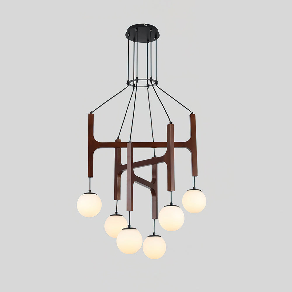 Terra Chandelier Geometric Wood - Lamp Copper
