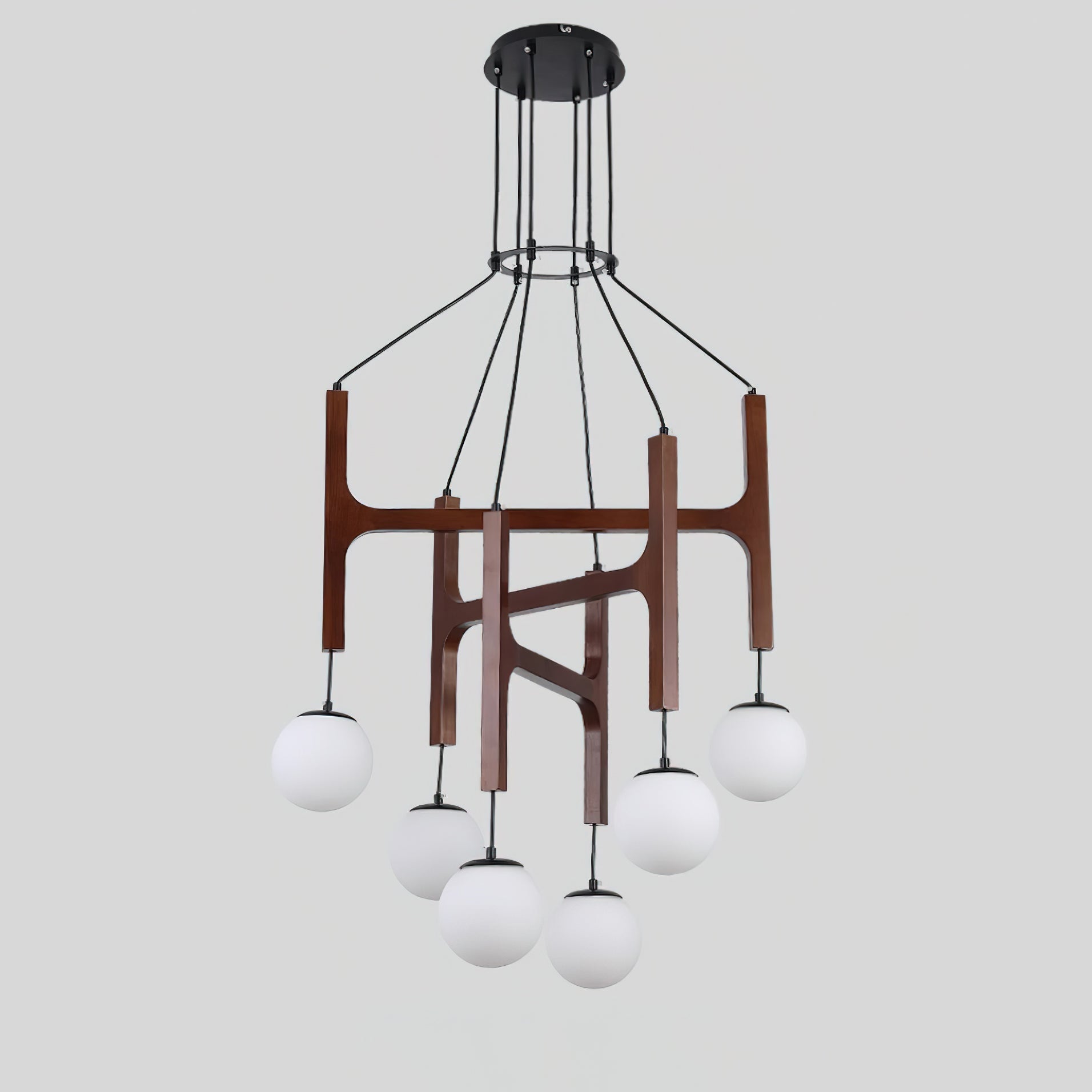 Terra Chandelier Geometric Wood - Lamp Copper