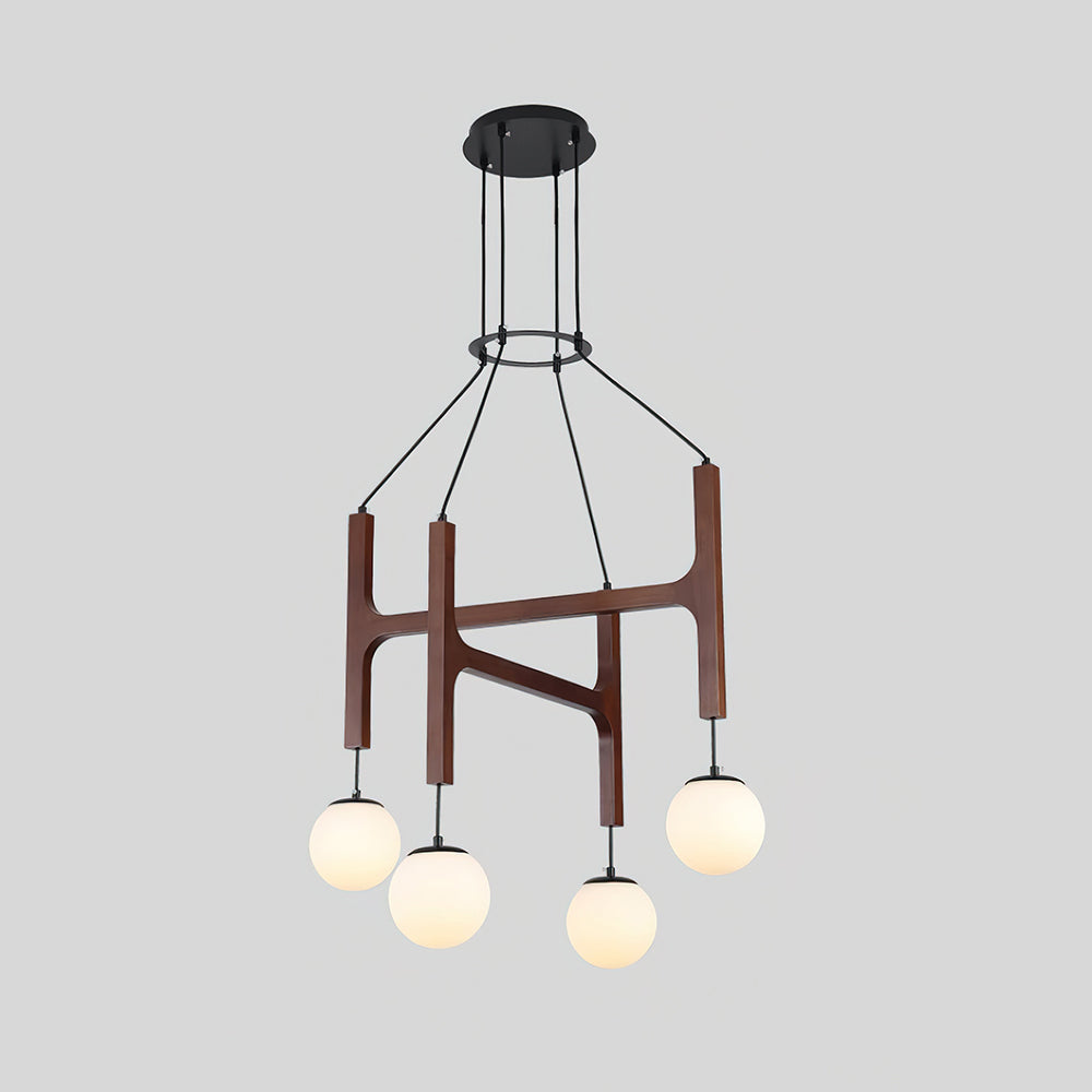 Terra Chandelier Geometric Wood - Lamp Copper