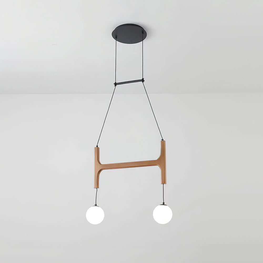 Terra Chandelier Geometric Wood - Lamp Copper