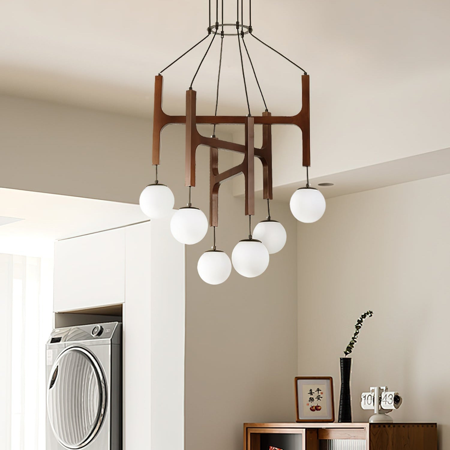 Terra Chandelier Geometric Wood - Lamp Copper