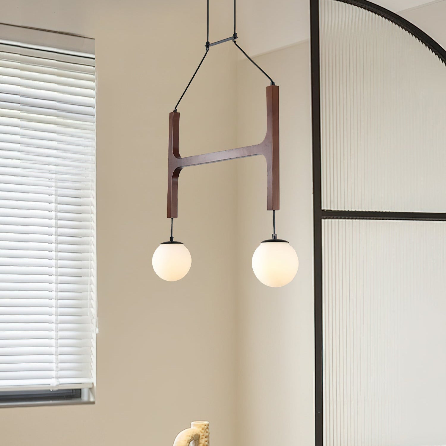 Terra Chandelier Geometric Wood - Lamp Copper