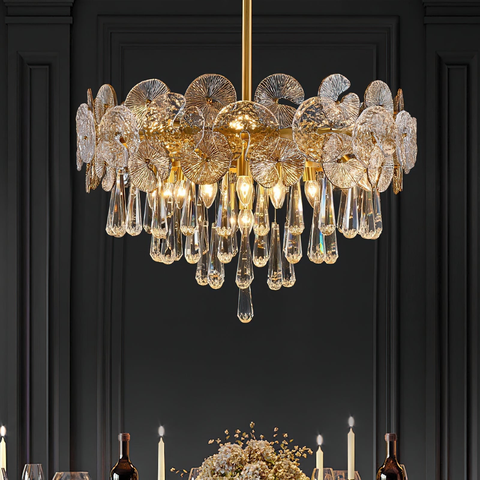 Caeluvyo Postmodern Luxury Elegance Crystal Chandelier - Lamp Copper