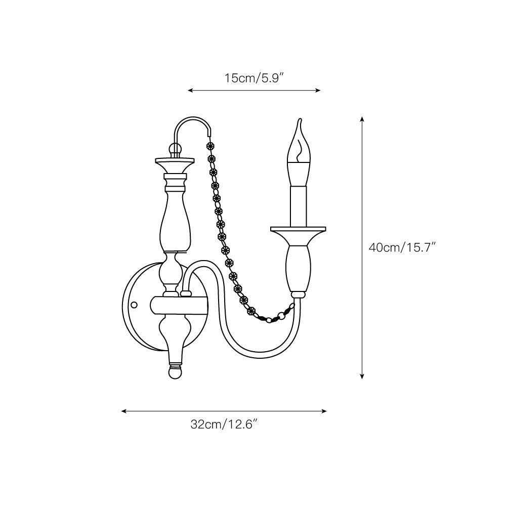Jarnbruvys Traditional Candle Metal Crystal Wall Lamp - Lamp Copper