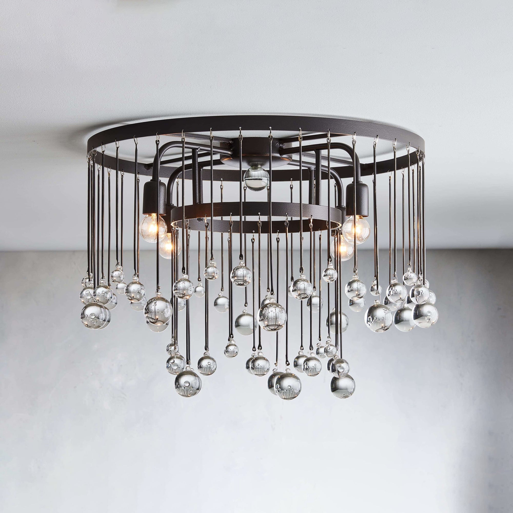 Fljotuvyo Postmodern Luxury Brass Crystal Flush Mount Ceiling Lamp - Lamp Copper