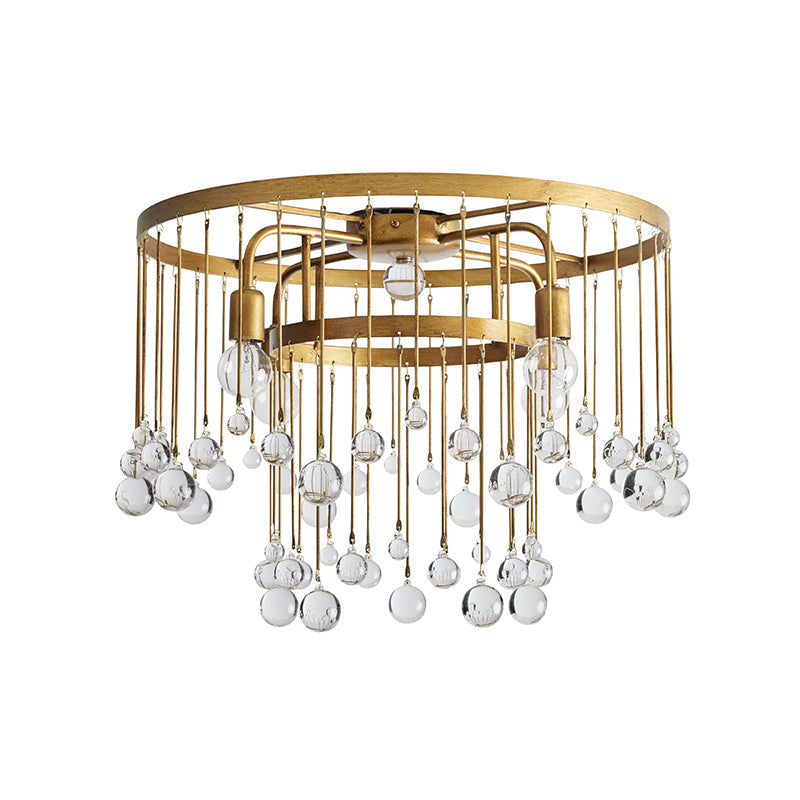 Fljotuvyo Postmodern Luxury Brass Crystal Flush Mount Ceiling Lamp - Lamp Copper