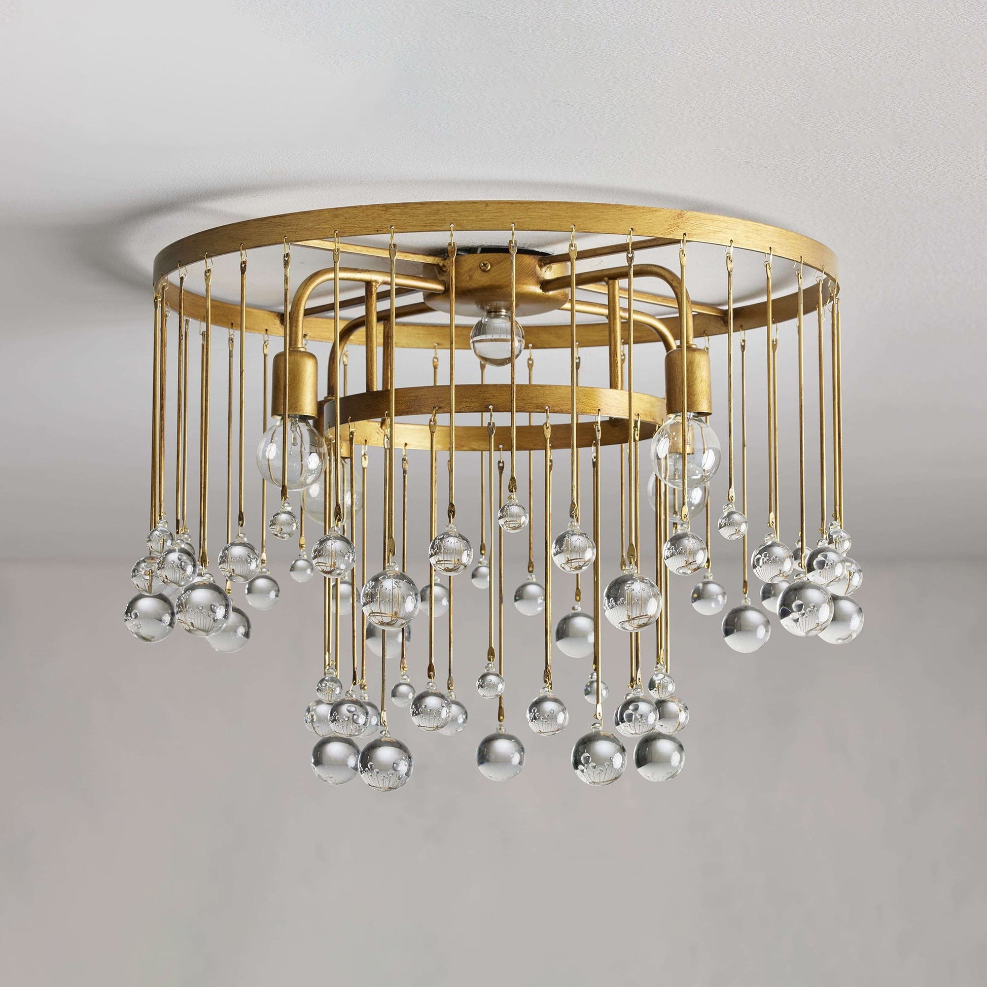 Fljotuvyo Postmodern Luxury Brass Crystal Flush Mount Ceiling Lamp - Lamp Copper