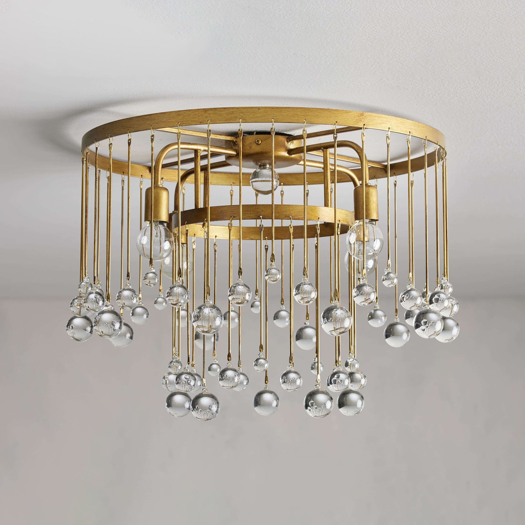 Fljotuvyo Postmodern Luxury Brass Crystal Flush Mount Ceiling Lamp - Lamp Copper