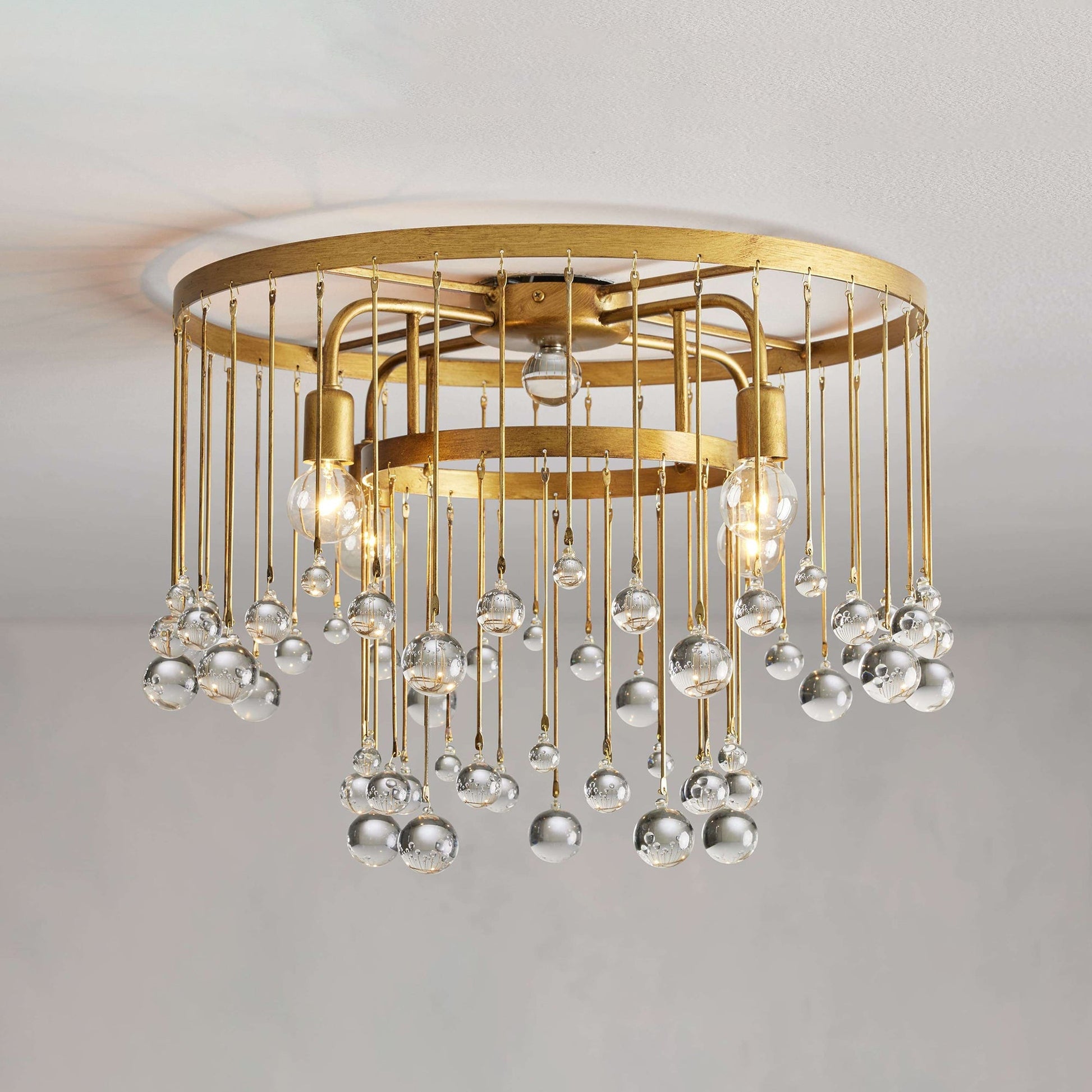 Fljotuvyo Postmodern Luxury Brass Crystal Flush Mount Ceiling Lamp - Lamp Copper